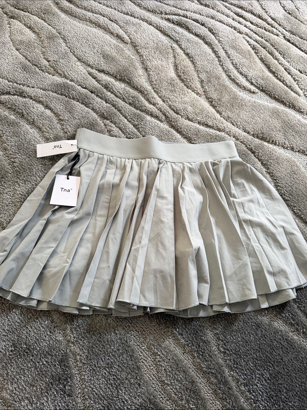 TNA Pleated Skater Mini Skirt in Light sage Green